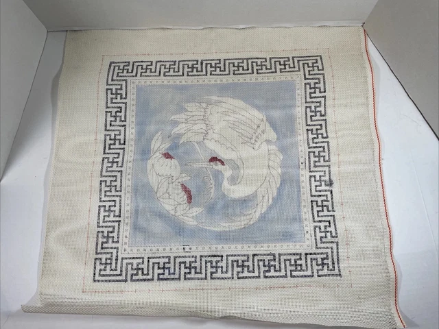Lona con aguja pintada a mano para pájaros de diseño oriental 12 unidades almohada o enmarcada