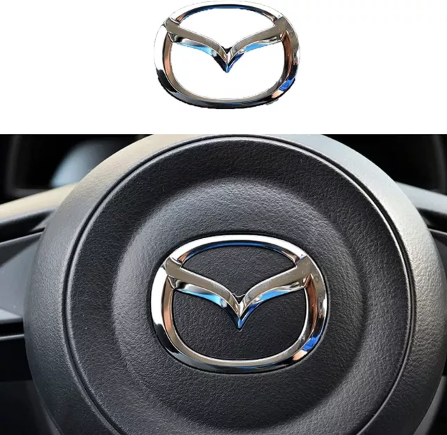 Chrome Silver Car Steering Wheel Emblem Logo Badge for Mazda 3 6 CX-3 CX-5 CX-9