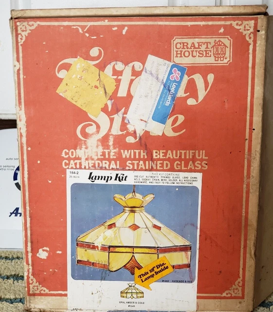 Tiffany Style Cathedral Stain Glass Lamp Kit - Opal, Amber and Gold