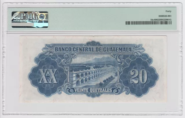 Guatemala 20 Quetzals 1941 P18c XF PMG 40 TOP POP Rare Currency Best Known Bill 2