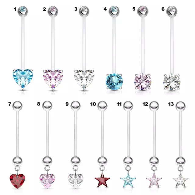 Maternity Belly Bar Pregnancy Navel Ring 1.6mm x 25mm PTFE BioFlex