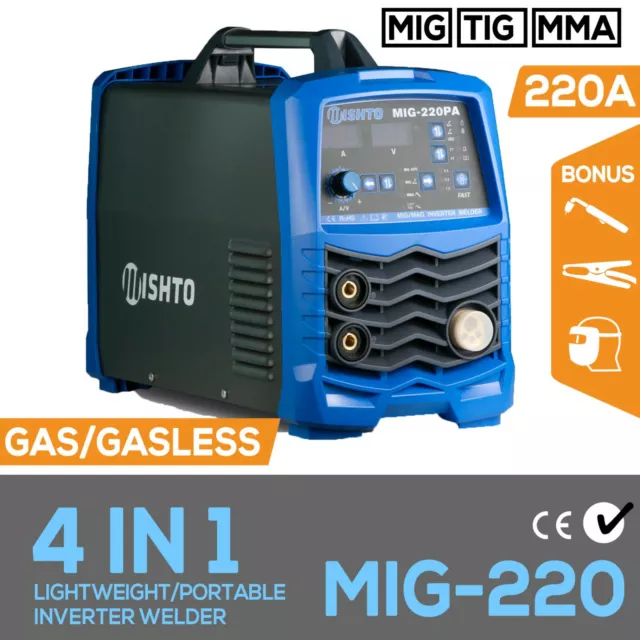 Welder Inverter MIG MMA TIG  4 IN 1 220 Amp Gas Gasless Wire Portable Welding