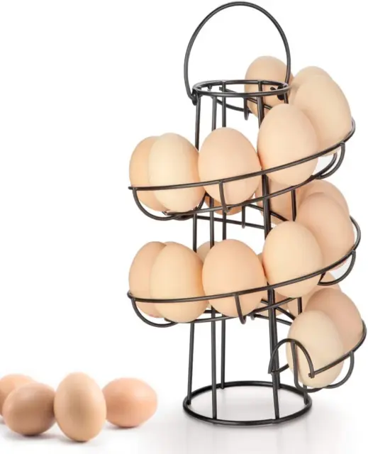 Spiral Egg Skelter Dispenser Rack Metal Storage Holder Display
