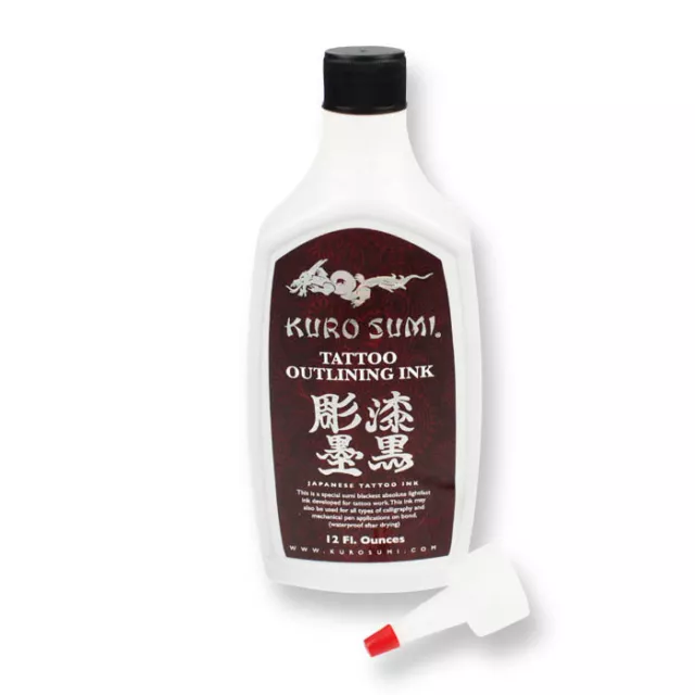 Kuro Sumi Tattoo Tinte - Futter schwarz 12oz - Originalflasche zum Umreißen - Futter