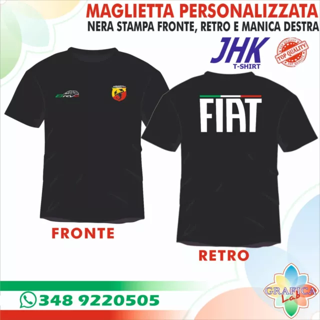 T-SHIRT maglietta100%cotone FIAT BRAVO abarth ITALIA PERSONALIZZABILE