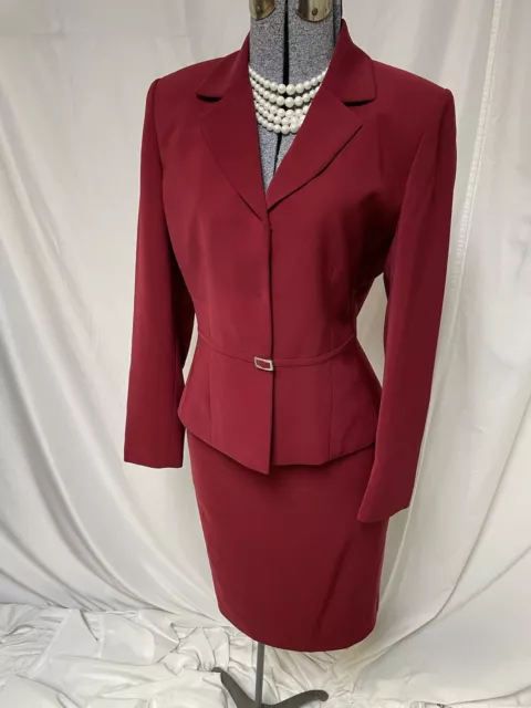 TAHARI ASL SKIRT Suit Size 8 Two Piece Set 29X24 Assertive In Red ...
