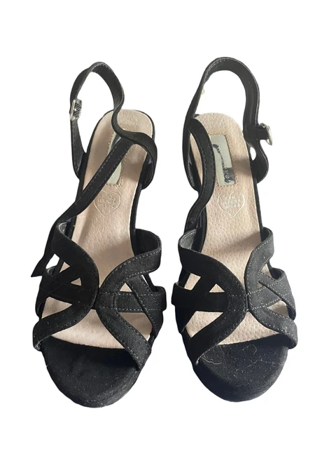 PRIMARK TACCHI PLATEAU donna neri in pelle scamosciata taglia 4