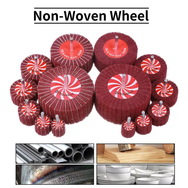 Non-woven Flap Sanding Grinding Wheel Nylon Scouring Abrasive Disc 6mm Shank