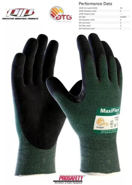 PIP MaxiFlex 34-8743 Micro Foam Nitrile Coated ANSI A2 Cut Resistant Work Gloves