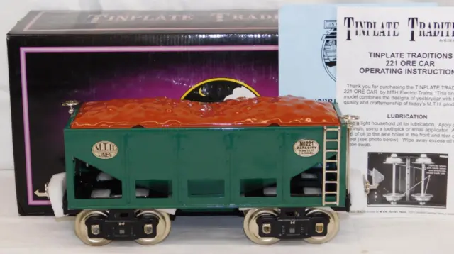 MTH 10-1146 Standard Gauge Tinplate Traditions Lionel 221 Ore Car Peacock/Nickle