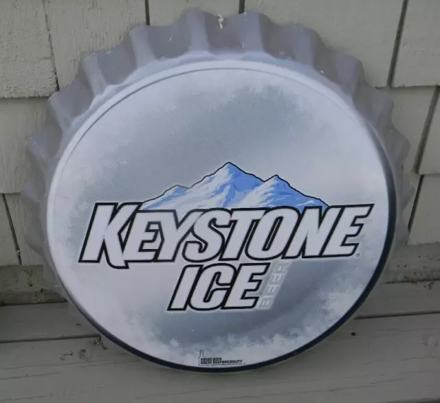 Rare 2012 Keystone Ice Beer Bottle Cap Tin Sign Coors Brewing Golden Colorado