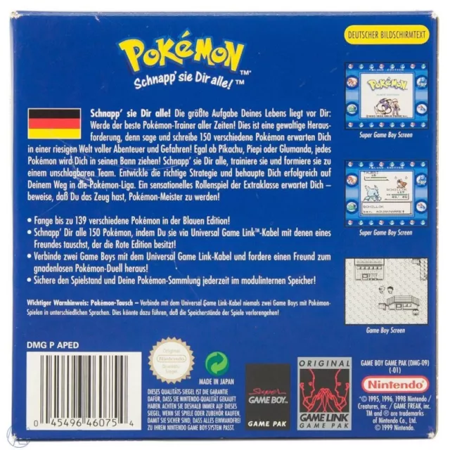 Nintendo GameBoy Spiel - Pokemon Blaue Edition DEUTSCH Modul mit Anl. 2