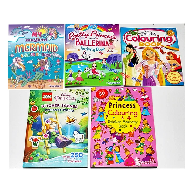 PRINCESS CHILDRENS KIDS Girls Colouring Sticker Activity Learning Book