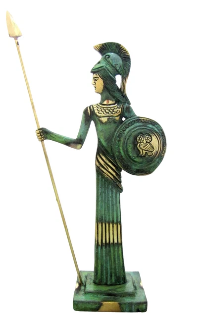 Athena Goddess Wisdom Spear Shield Ancient Greek Bronze Museum Statue Replica