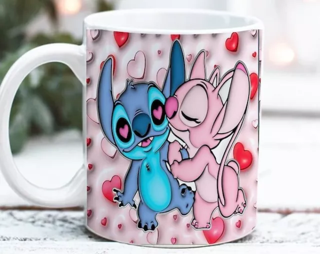 Disney Lilo & Stitch 3D Blue Pink Figural Ceramic Coffee Tea Mug