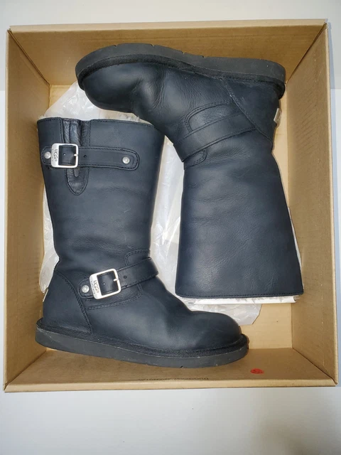 UGG Women’s Kensington Biker Boots 7 Leather Shearling Fur #5678 Buckles Black UGG Women’s Kensington Biker Boots 7 Leather Shearling Fur #5678 Buckles Black
