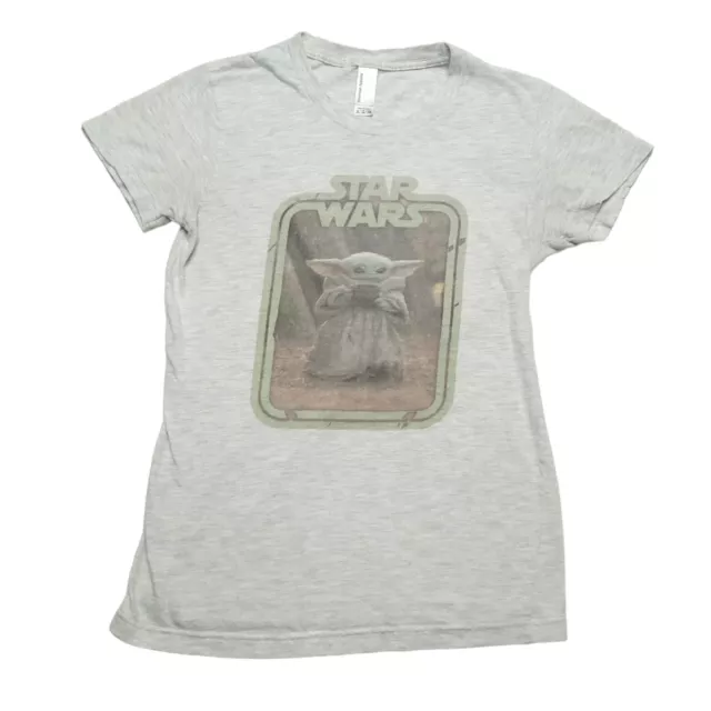 American Apparel Grogu Coffee T Shirt Size S Gray Short Sleeve Baby Yoda Womens