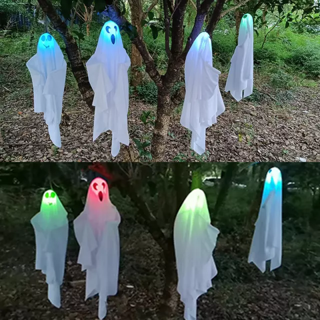 Set di 3 Fantasmi 70x65cm con luci da appendere decorazioni per Halloween 2