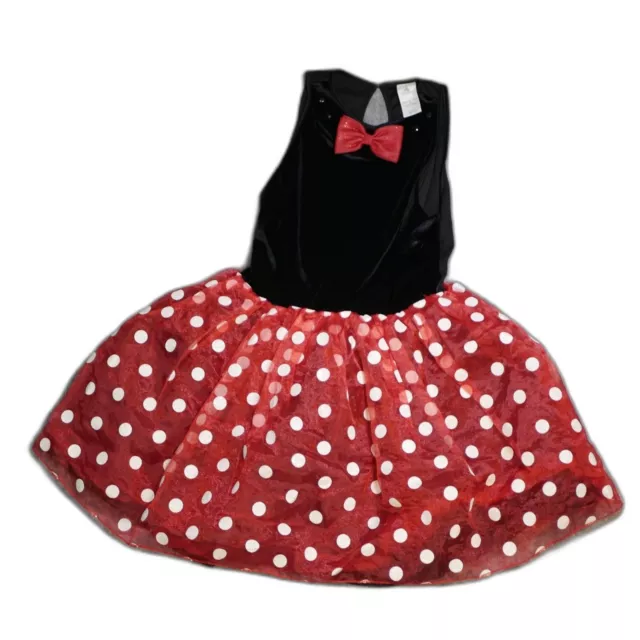 Disney Minnie Mouse Tutu Dress Youth Large Red White Black Bow Stretchy Fabric