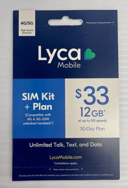 Lyca $33 1 Month Pre Funded Plans 5GB Data Talk & Text to 75+ Countries