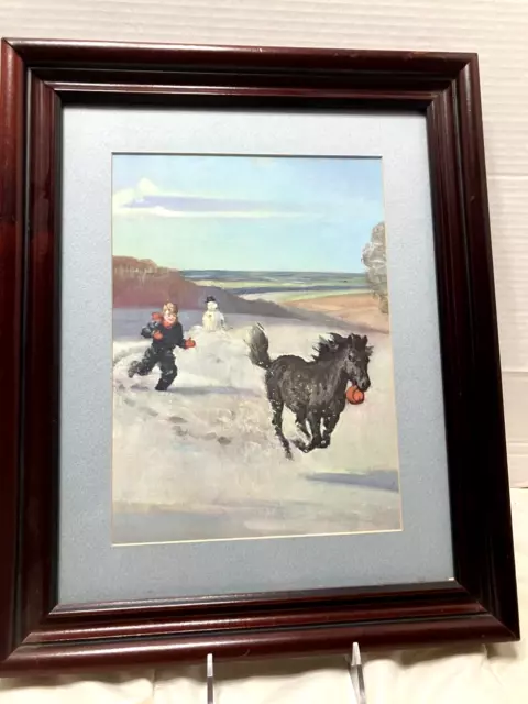 Vintage The Shetland Pony Print Framed Matted Wesley Dennis 10 X 14
