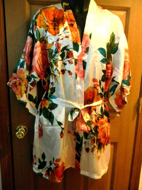 Beautifloral Robe Peignoir Sari Kimono Very Bright Colors Osfm