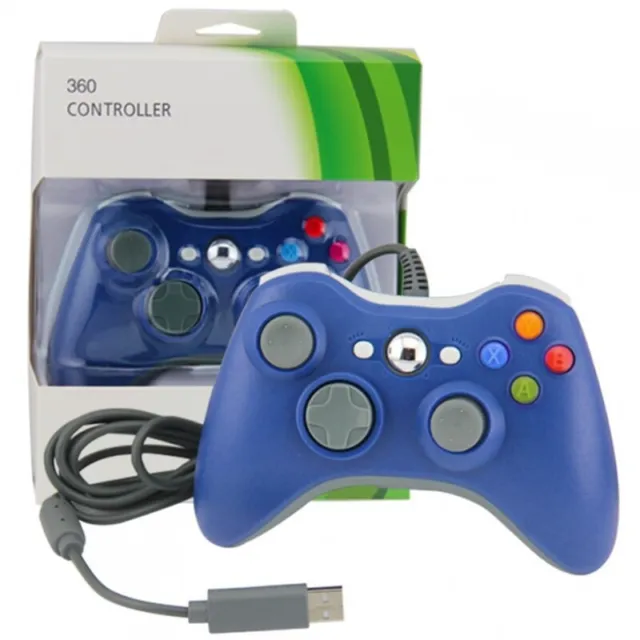 Mando Con Cable Para Microsoft Xbox 360 Wired Game Controller Color Azul X-Box