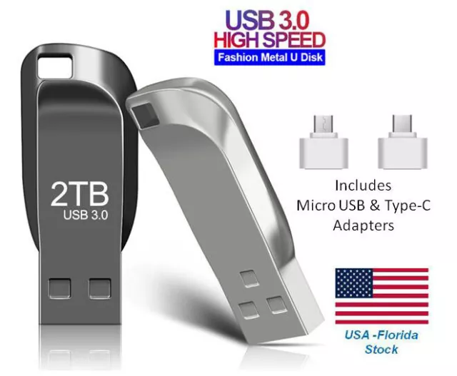 2TB USB 3.0 FLASH DRIVE High-Speed Metal Thumb Memory Storage for PC & Laptop