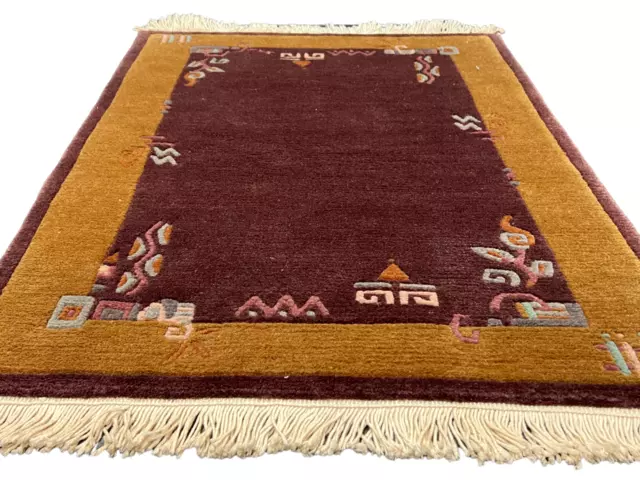 Edler Handgeknüpfter Orientteppich Nepal Art Deco - carpet 94x90cm