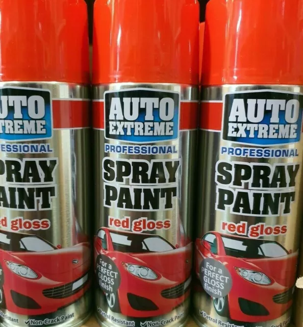 2 X RED GLOSS  Auto Extreme Aerosol Spray Paint ,400ml CAR BODY PAINT OUTDOOR