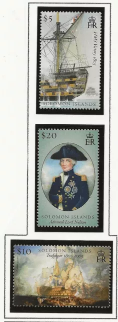 Solomon Is 2005 Battle of Trafalgar 2nd issue set of 3 sg.1159-61   MNH