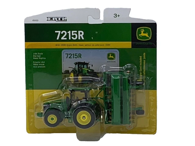 1/64 Ertl John Deere 7215R Mfd W/ Rear Duals & 1560 Grain Drill
