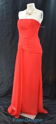 WHITE VERA WANG red chiffon MESH BRIDESMAID dress gown formal strapless SZ 4 NEW