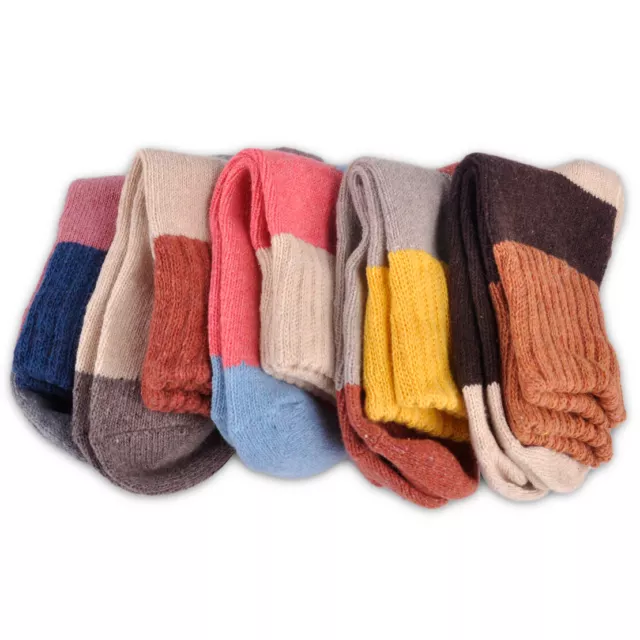 5 Women Girl's Multicolor Wool Cashmere Socks Winter Warm Thick Soft Socks lp 2