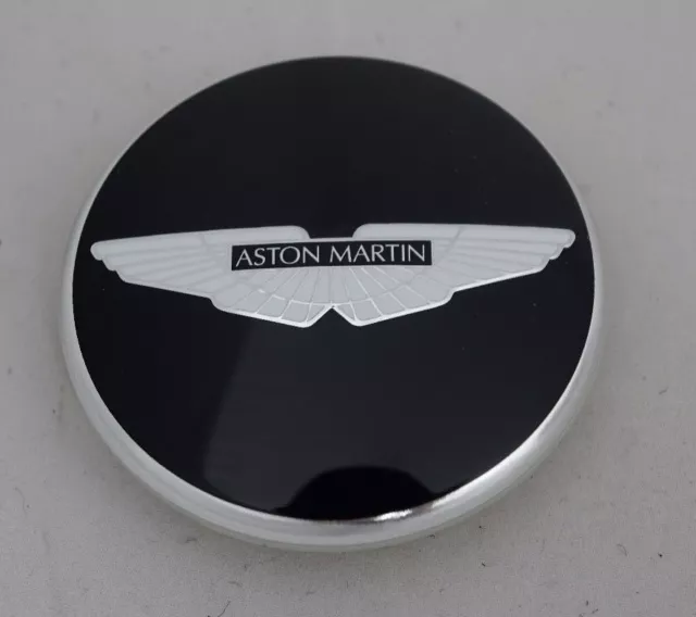 Aston Martin Centre Roue Badge - Noir Brillant avec Noir Ailes