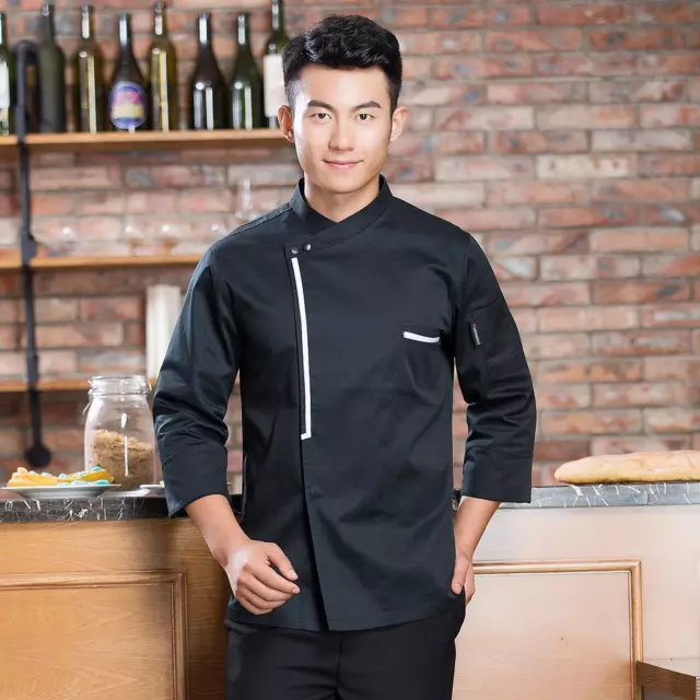 Ladies Mens Chef Jacket Long Sleeve Retro Catering Kitchen