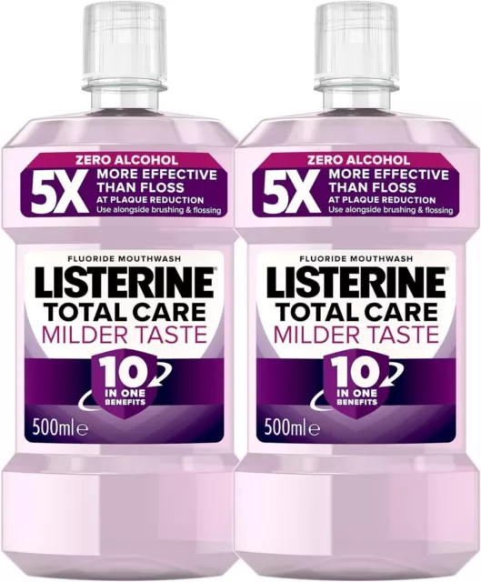 3 Pack Listerine Total Care Milder Taste Mouthwash 500ml 3