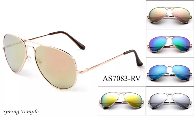Wholesale Lot Pilot Sunglasses Bulk 12 Pairs Flash Mirrored Lens Metal Frame