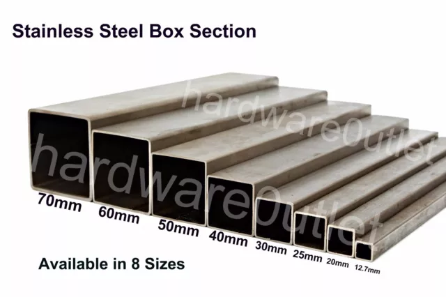Stainless Steel SQUARE BOX Tube Section 304g Bandsaw Cut + Specials cut to order