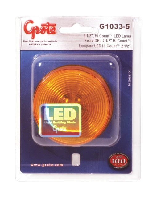 Grote G1033-5 Hi Count Yellow 2 1/2" LED Clearance Marker Light (Optic Lens)