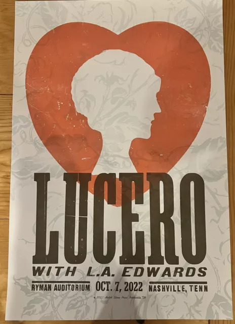 LUCERO Ryman 2022 HATCH SHOW PRINT Nashville Concert Poster LIMITED LA Edwards