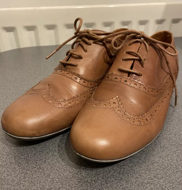 HOTTER SOMERLEY WOMENS Oxblood Brown Leather Patent Brogues Shoes
