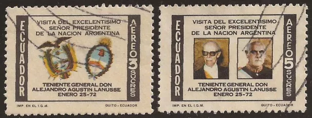 Ecuador A- 532/33 1971 Flugpost Besuch Der Präsident Von Argentina Augustin