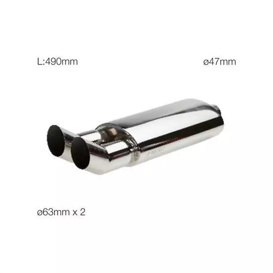 Simoni Racing Marmitta Scarico universale rotonda inox doppia uscita ESR654