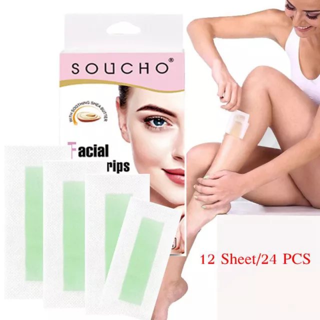 24 pezzi depilazione strisce di cera per viso strisce di cera per sopracciglia ~