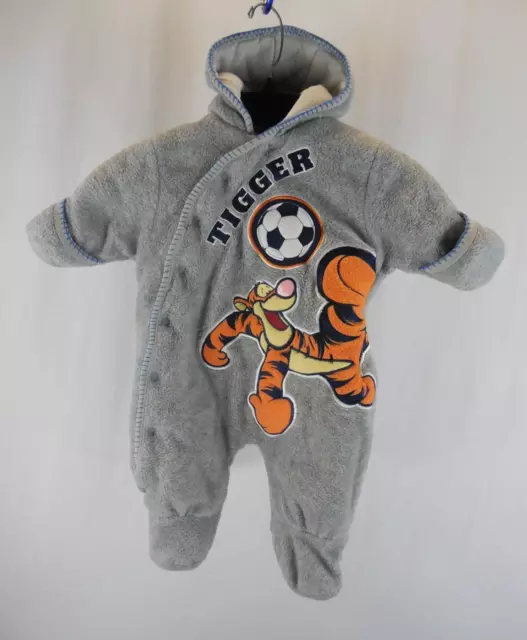 Disney Infant's Baby Bunting Snow Suit 3-6 Months Tigger Gray Embroidered Fleece