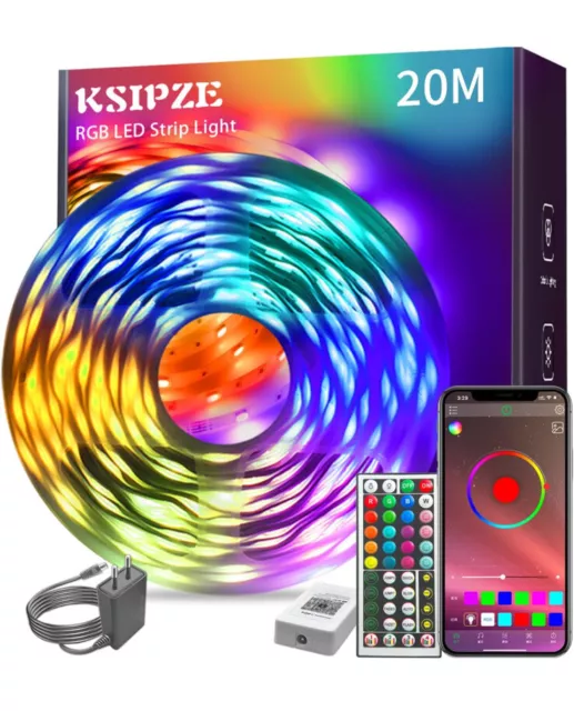 KSIPZE Ruban LED 30M RGB Led Chambre Bande led Contrôlé par Bluetooth APP 