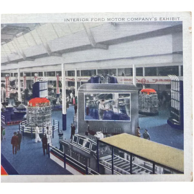 1934 Vintage Ford Chicago Exhibition Interior Post Card Advertisement