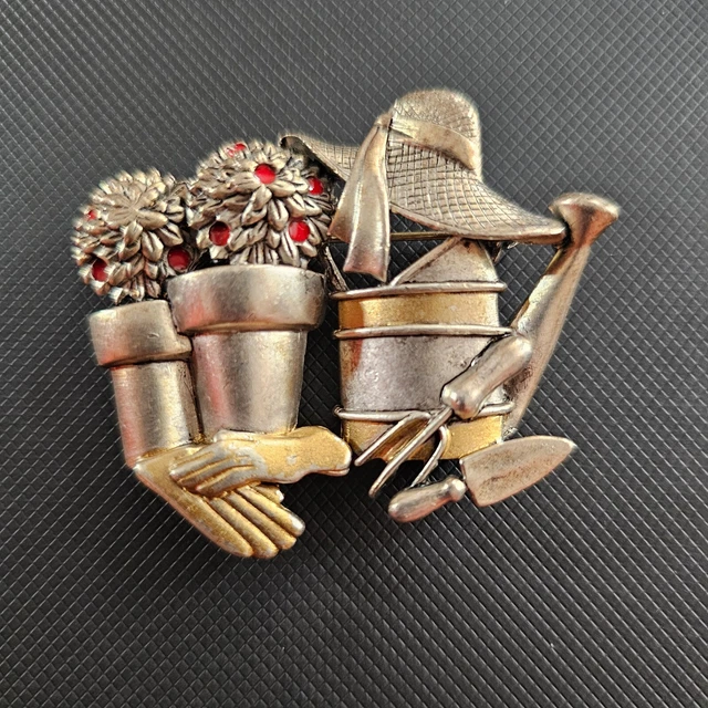 Broche Vintage René Delavan (1926-1958) – Étain Travaillé Au Marteau – Vers 1930 – Excellent état