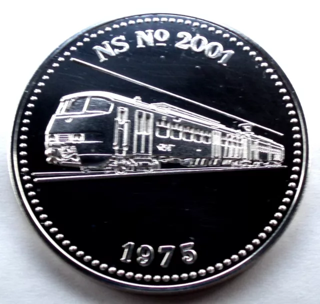 150 YEARS OF DUTCH RAILWAYS 1839-1989 NS No 2001 1975 UNC Proof Silver 41mm A5.2